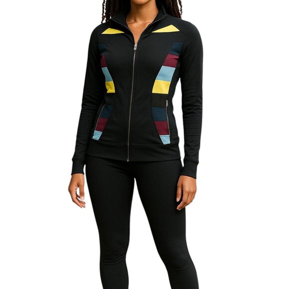 Lululemon Black Nice Asana Colour Blocked Scuba Jacket Size 4 - Picture 2 of 16